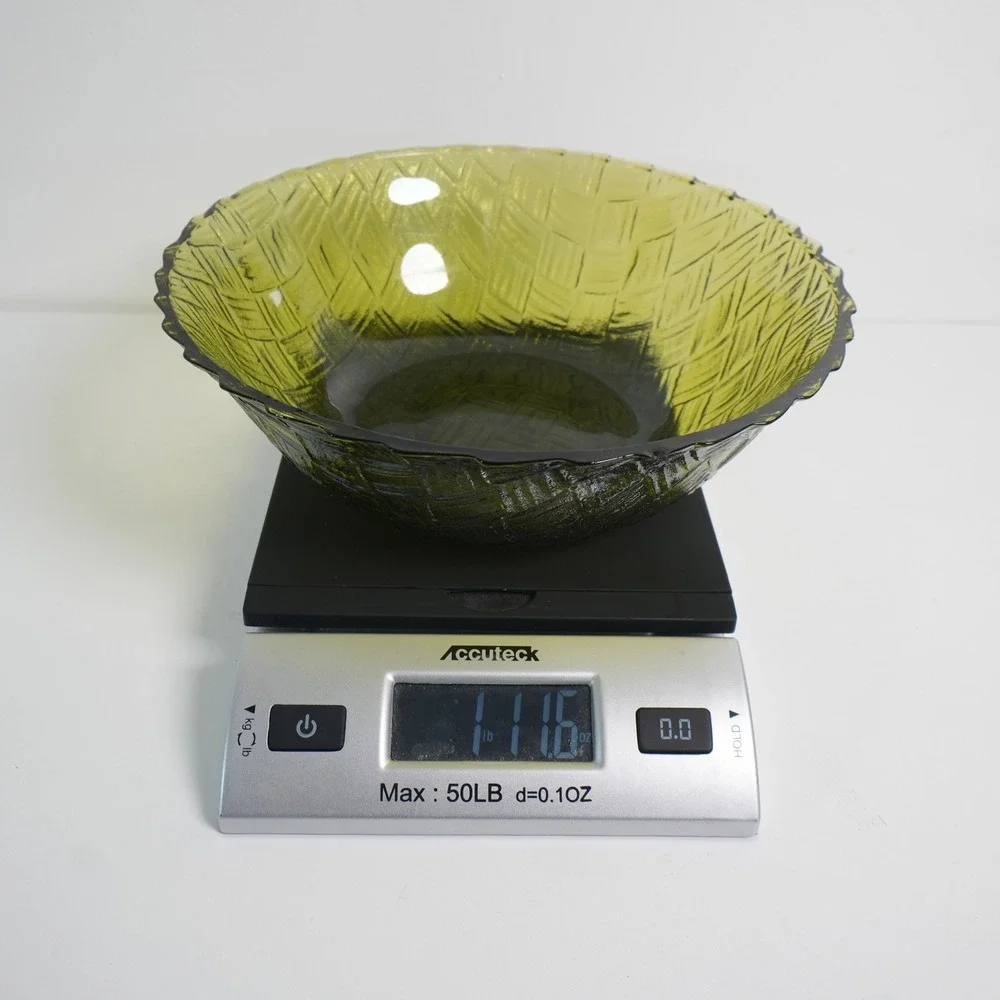 Vintage Avocado Green Indiana Glass Serving Bowl‎ 8.5